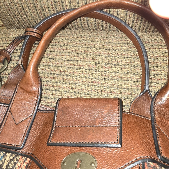Fossil Brown Leather and Multicolor Satchel - Picture 3 of 10